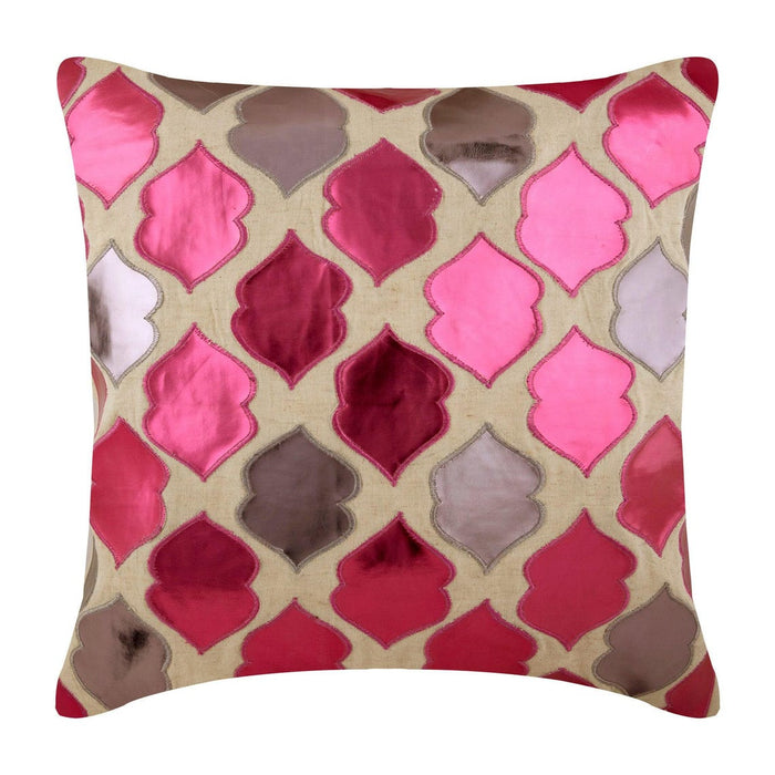 Magic Potion - Metallic Pink Faux Leather Throw Pillow Cover