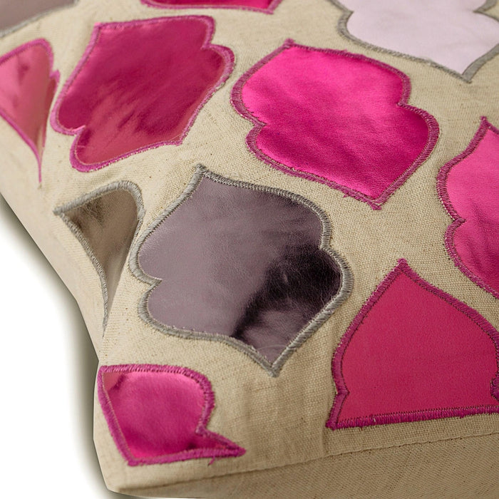 Magic Potion - Metallic Pink Faux Leather Throw Pillow Cover
