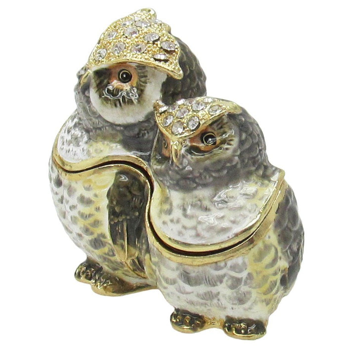 Mama Baby Owl Jeweled Trinket Box Austrian Crystals