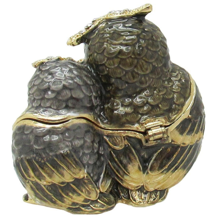 Mama Baby Owl Jeweled Trinket Box Austrian Crystals