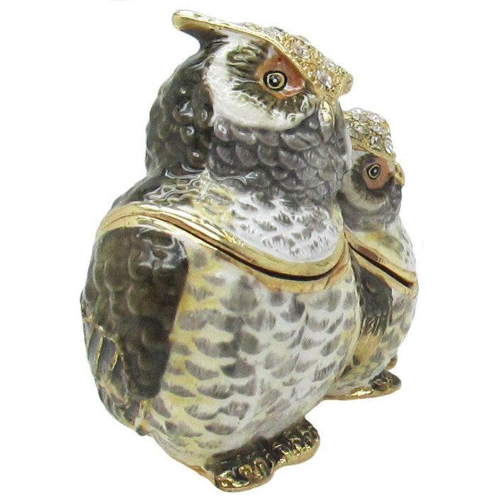 Mama Baby Owl Jeweled Trinket Box Austrian Crystals