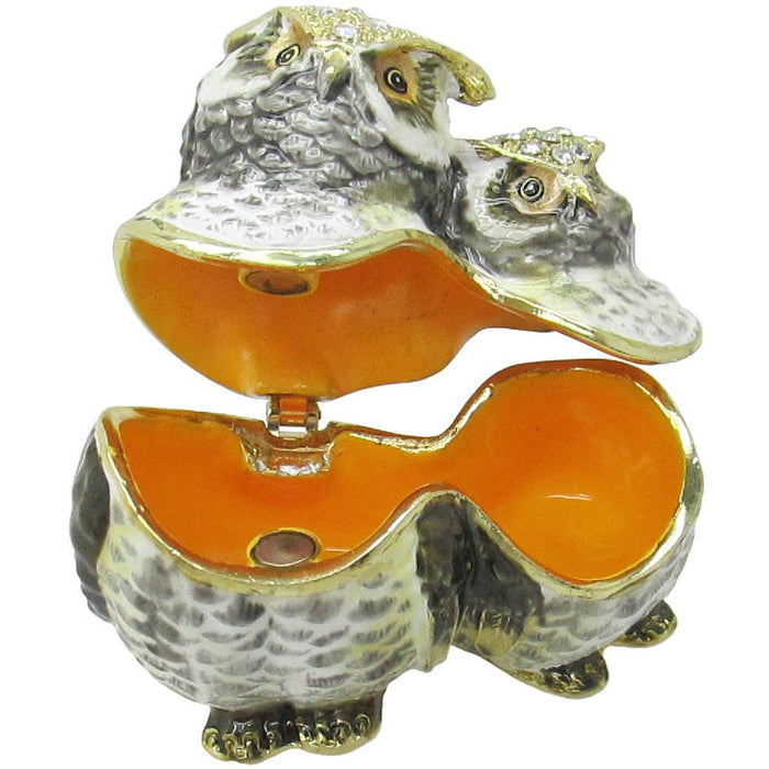 Mama Baby Owl Jeweled Trinket Box Austrian Crystals