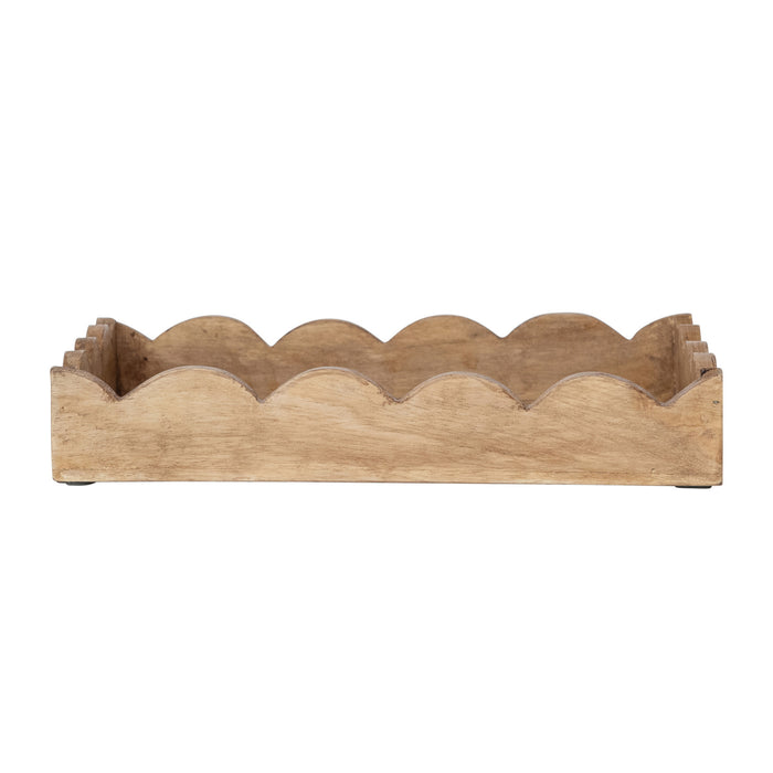 Mango Wood Scalloped Tray Natural #DG0289