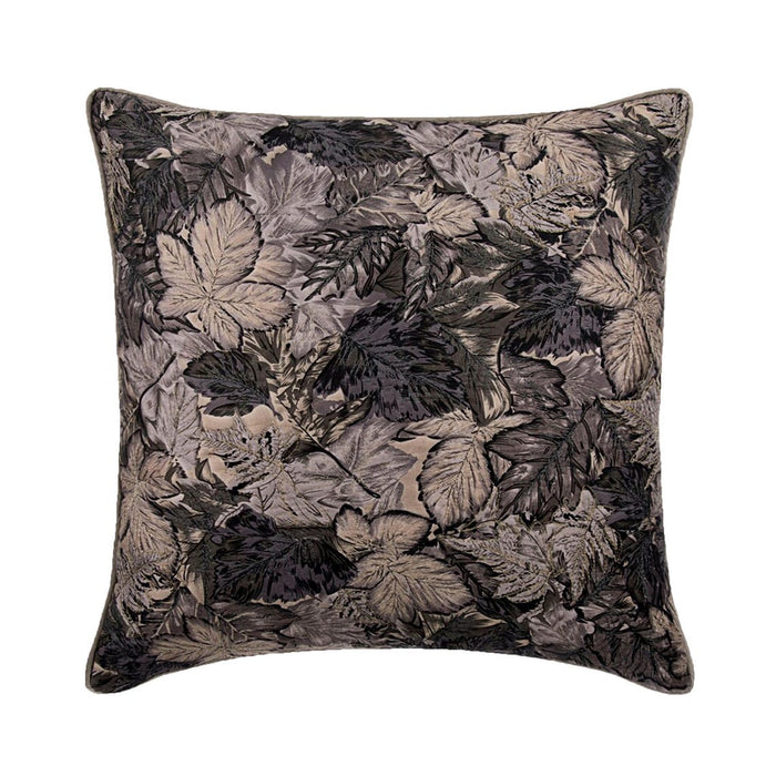 Maple Glory - Grey & Silver Satin Throw Pillow Cover