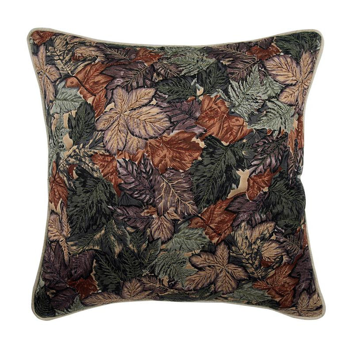 Maple Glory - Grey & Silver Satin Throw Pillow Cover