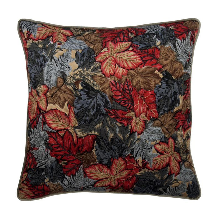 Maple Glory - Grey & Silver Satin Throw Pillow Cover