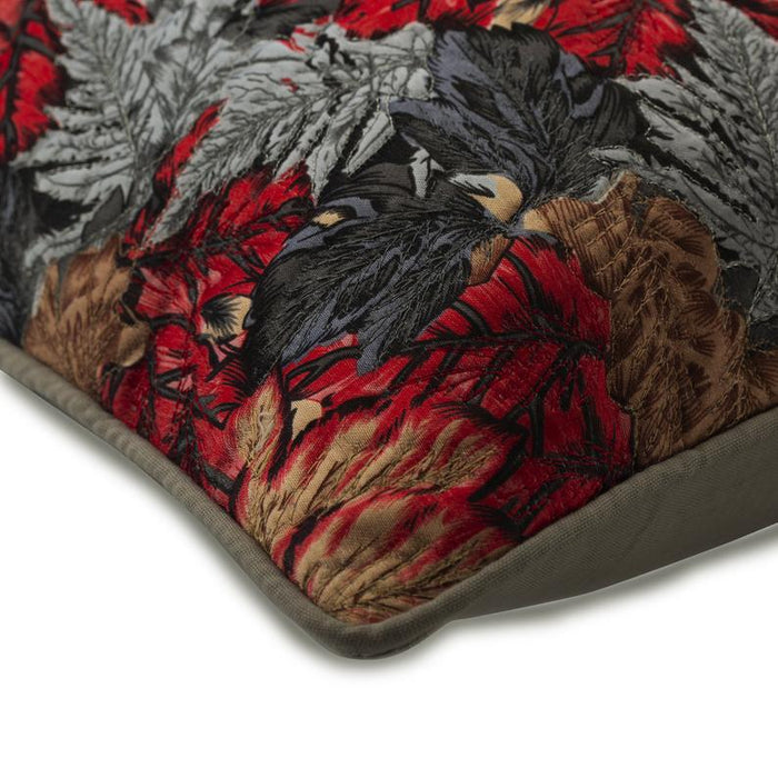 Maple Glory - Grey & Silver Satin Throw Pillow Cover