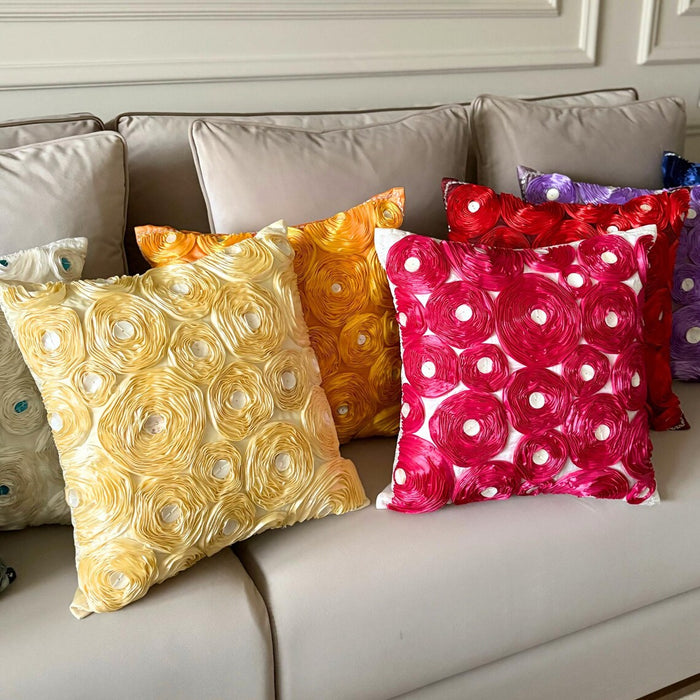 Marigold - Orange Art Silk Throw Pillow Cover