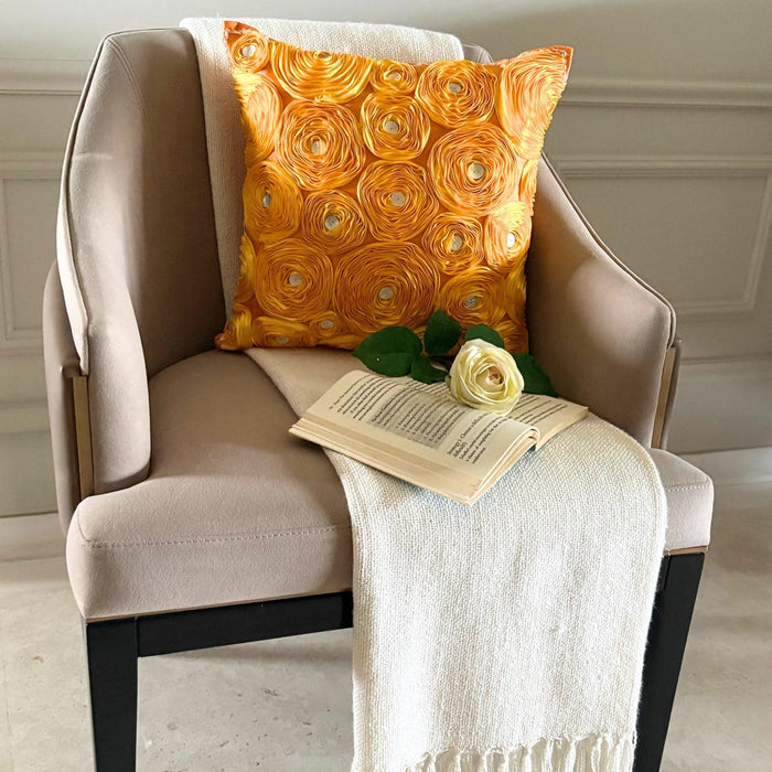 Marigold - Orange Art Silk Throw Pillow Cover