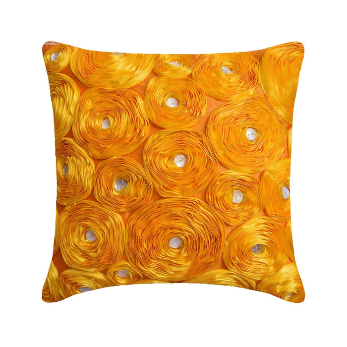 Marigold - Orange Art Silk Throw Pillow Cover