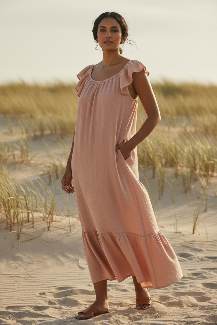 Maxi Dress - Flutter Strap | Open Setting Sandals