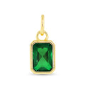 May birthstone charm with emerald-inspired green stone and 18K gold dipped setting