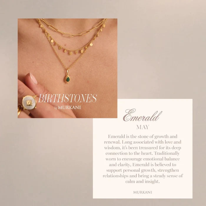May Emerald Birthstone Necklace | 18K Gold Plate - Suzie Anderson Home