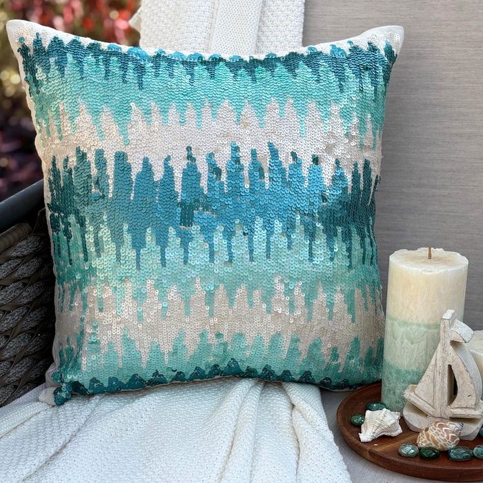 Melting Aquas - Blue Art Silk Decorative Euro Sham