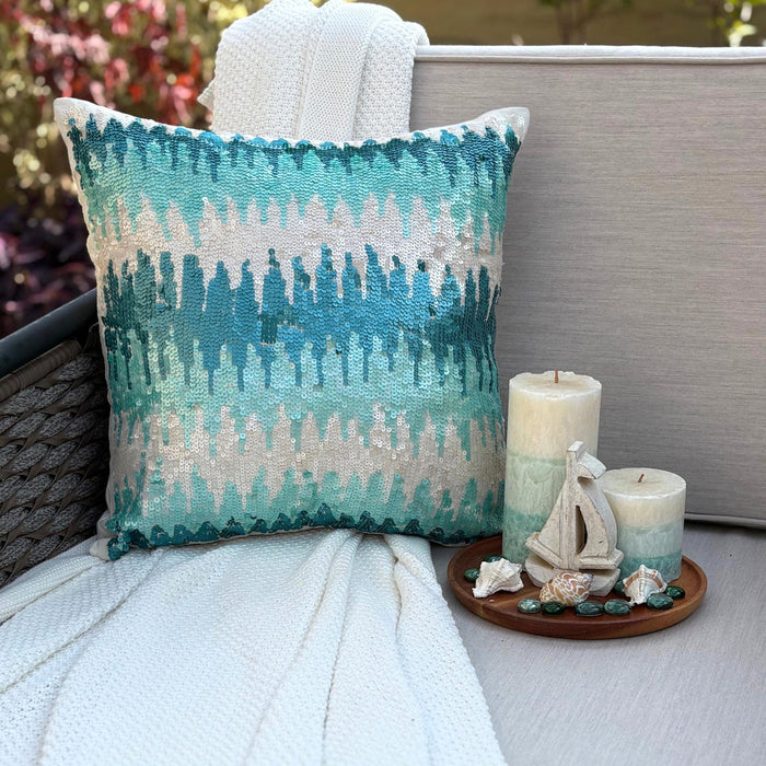Melting Aquas - Blue Art Silk Decorative Euro Sham