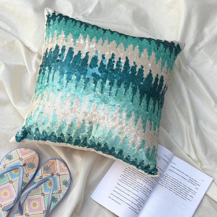 Melting Aquas - Blue Art Silk Decorative Euro Sham