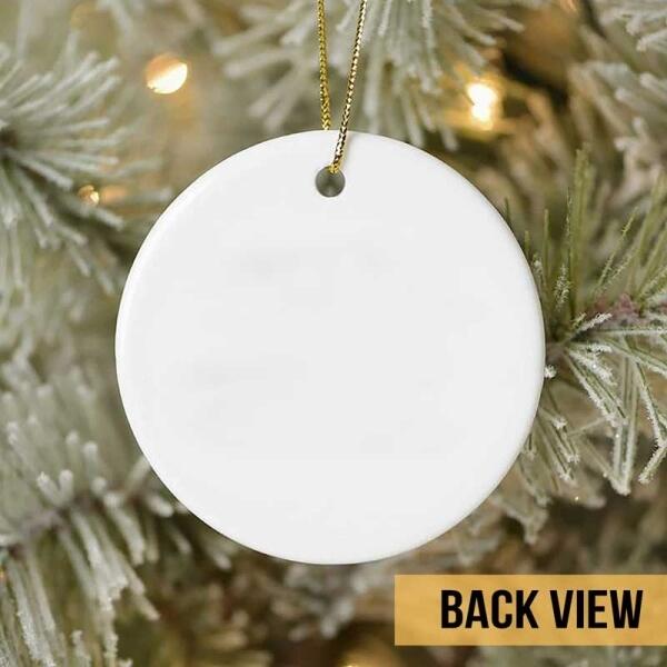 Merry Xmas 2022 Gift Box & Red Banner Circle Ceramic Ornament - Personalized Dog Lovers Decorative Christmas Ornament