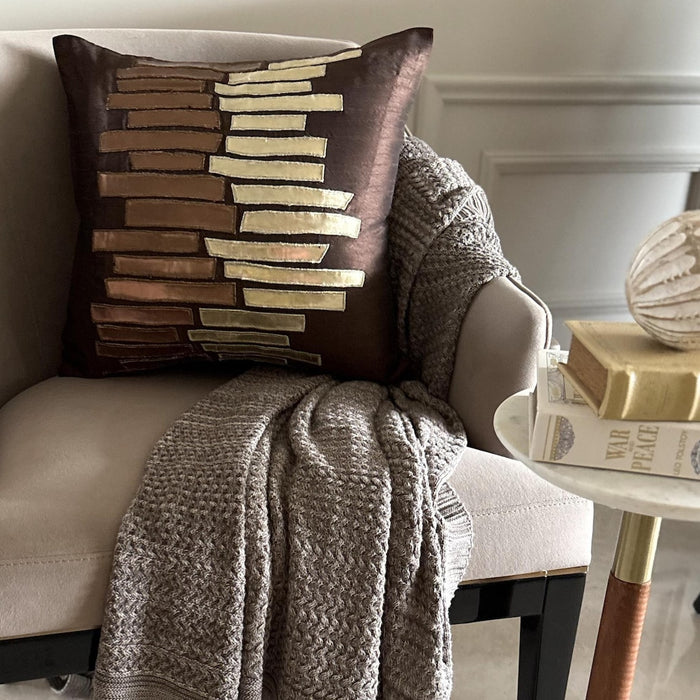 Metallic Ladder - Brown Art Silk Decorative Euro Sham
