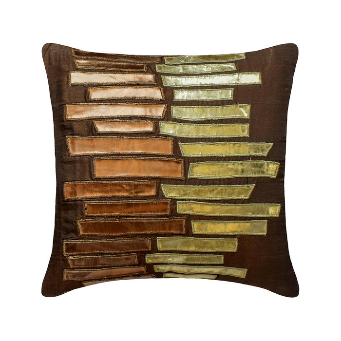 Metallic Ladder - Brown Art Silk Decorative Euro Sham