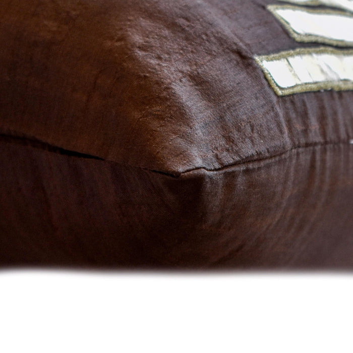 Metallic Ladder - Brown Art Silk Decorative Euro Sham