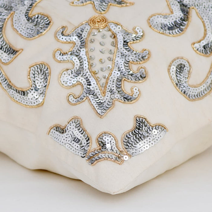 Millennium - Ivory Art Silk Throw Pillow Cover