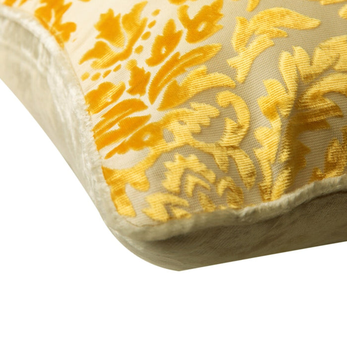 Mimosa Yellow Damask - Mimosa Yellow Burnout Velvet Decorative Euro Sham