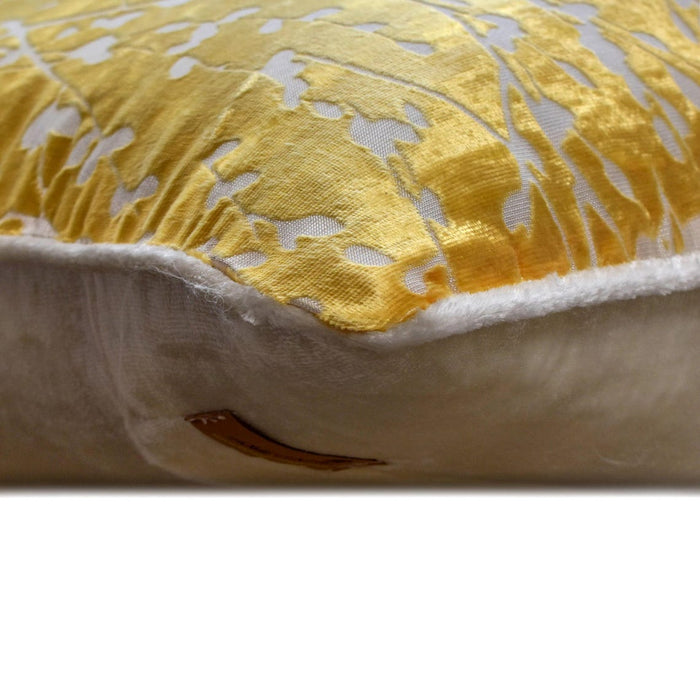 Mimosa Yellow Drops - Mimosa Yellow Burnout Velvet Decorative Euro Sham