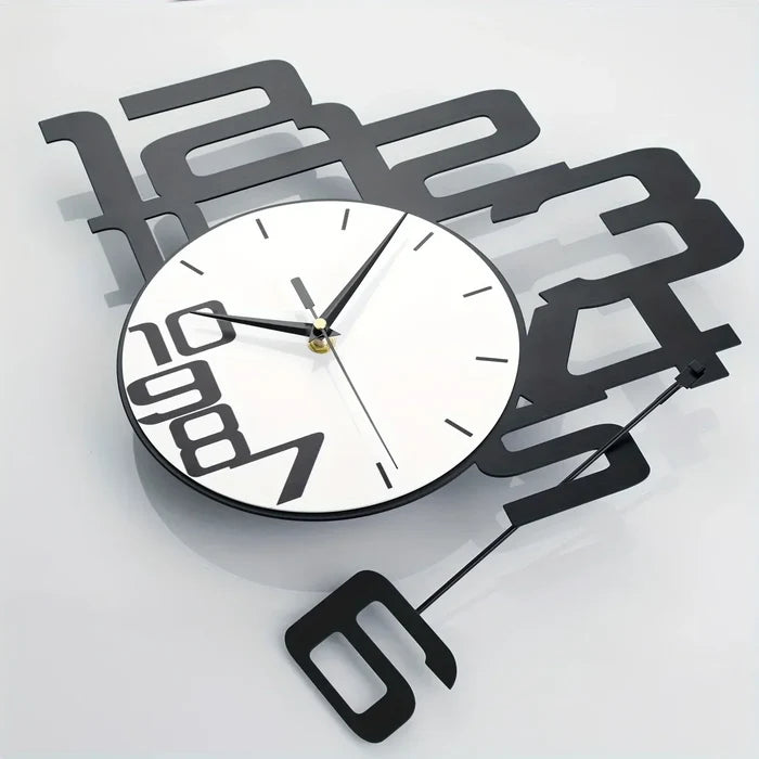 Modern wall clock with bold black numbers and minimalist design for home decor