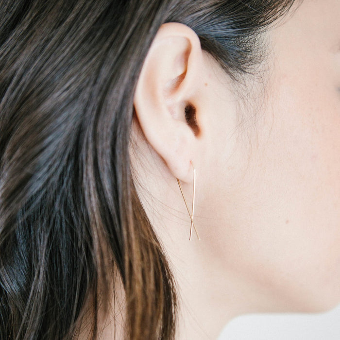 Fish Hook Pull Through Earrings | Protextor Parrish Jewelry | Dainty Pull Through Earrings | Golden Rule Gallery | Excelsior, MN