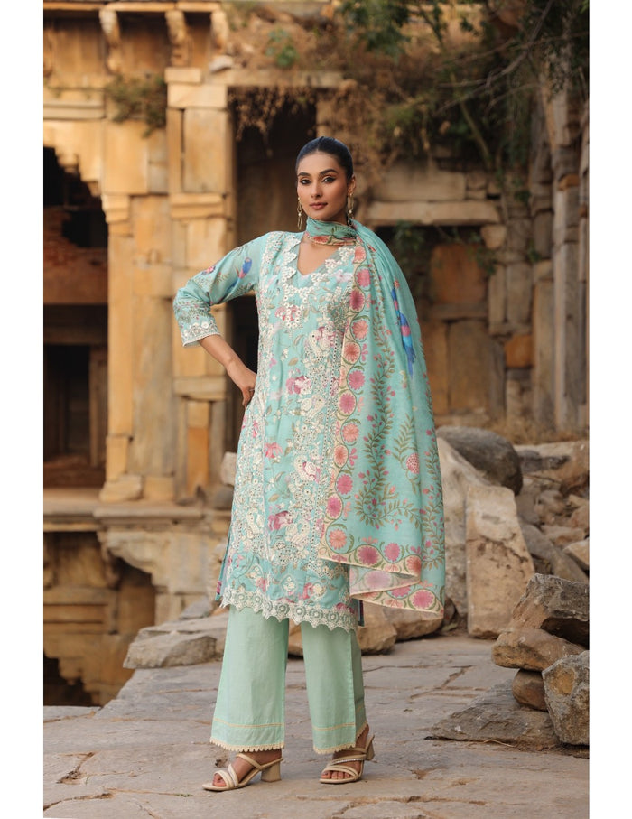 Mint Bloom Elegance Suit