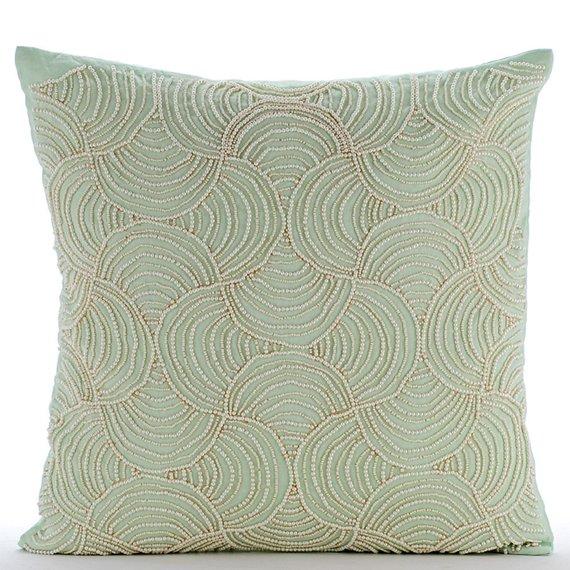 Mint Dynasty - Pastel Green Cotton Linen Decorative Euro Sham