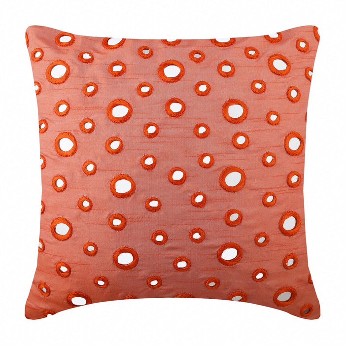 Mirror Fun - Peach Orange Art Silk Throw Pillow Cover