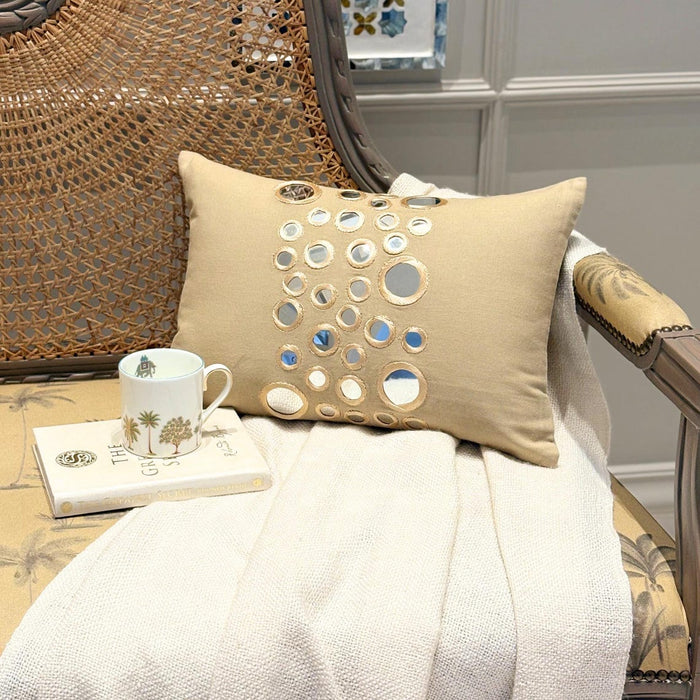Mirror Light - Cotton Canvas Beige Decorative Lumbar Pillow Cover