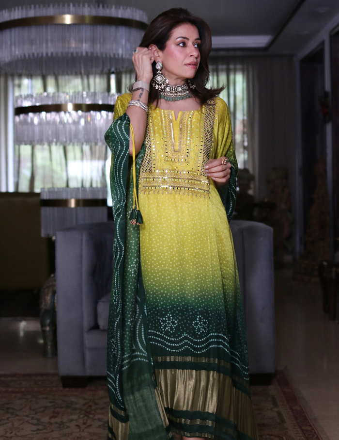 Mivara Ombre Bandhani Kaftan