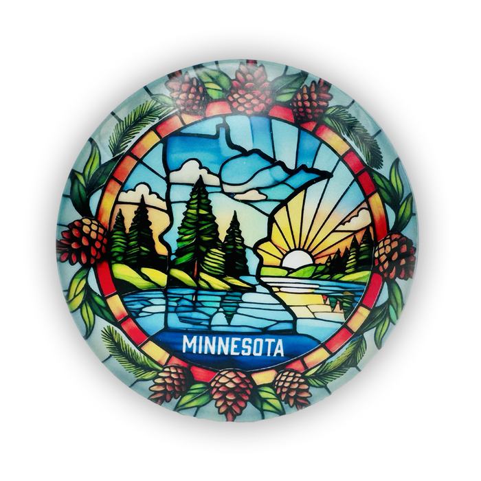 MN Pinecone Stained Glass Magnet