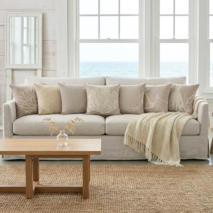 Mocha Cotton Linen Throw Pillow Cover - Pearl Shrub