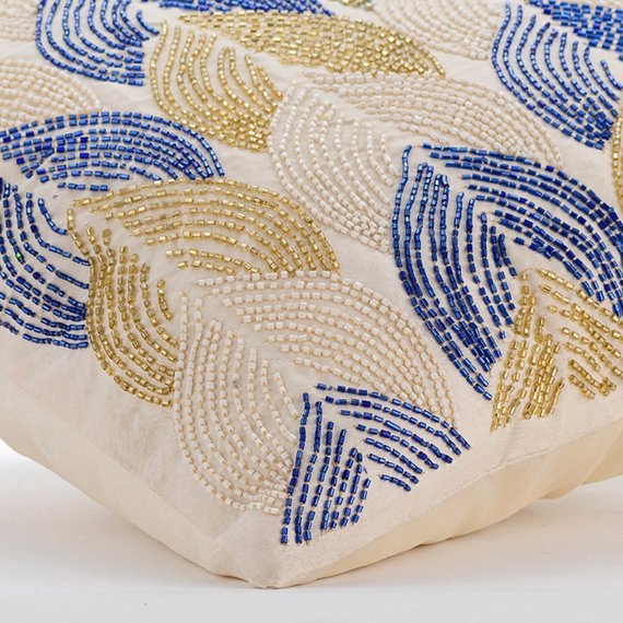 Moroccan Blue - Blue Art Silk Throw Pillow Cover