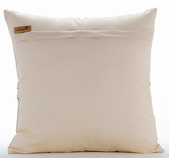 Moroccan Blue - Blue Art Silk Throw Pillow Cover