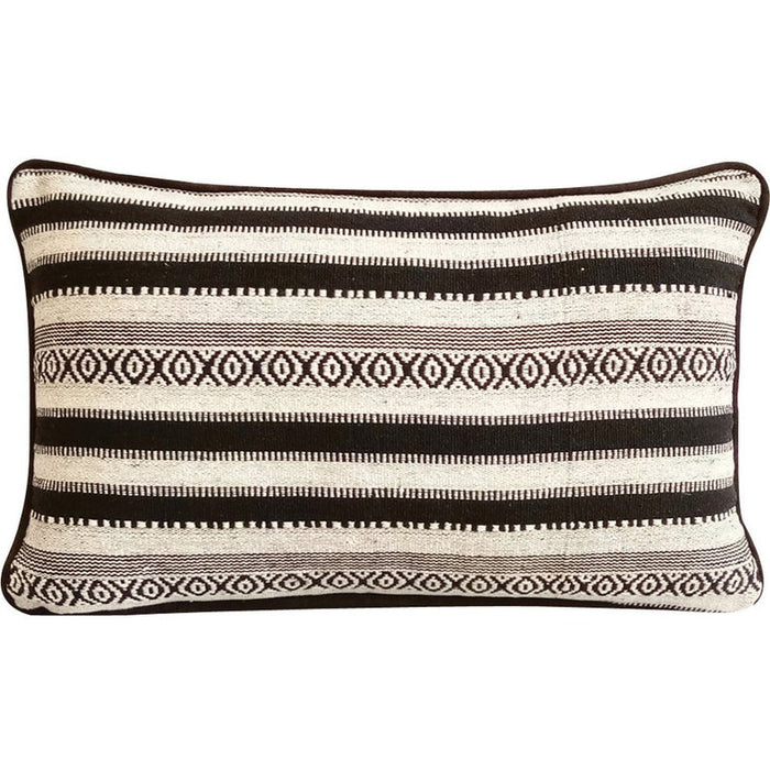 Black & White Wool Decorative Lumbar Pillow Cover, Moroccan Ceramics