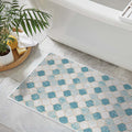 Moroccan Design 3 Piece Bathroom Rugs Set |Beige&Blue