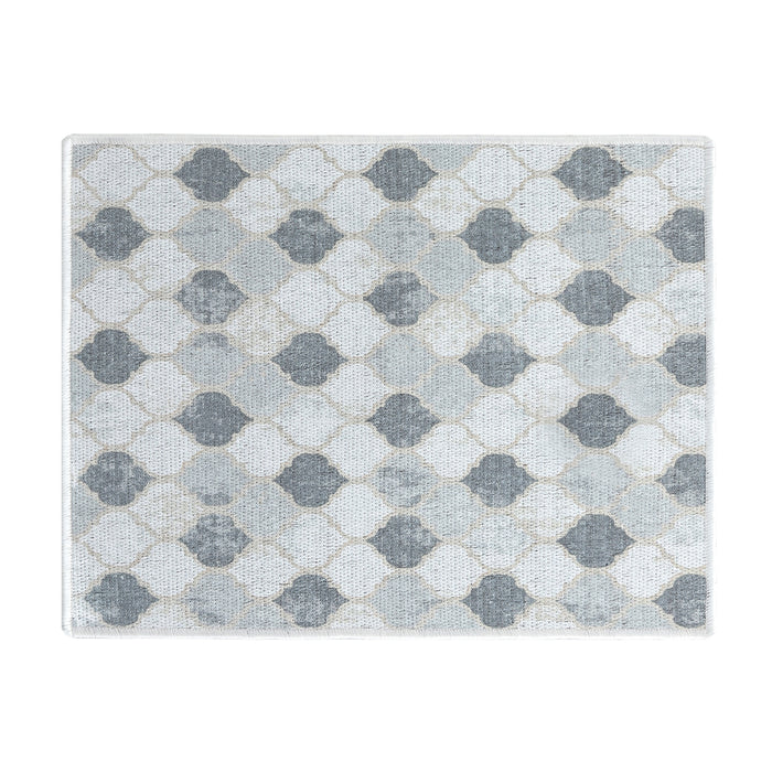 Moroccan Pattern Large Dish Drying Mat for Kitchen Counter |24 x 18 x 0.25 Inches | Beige&Gray