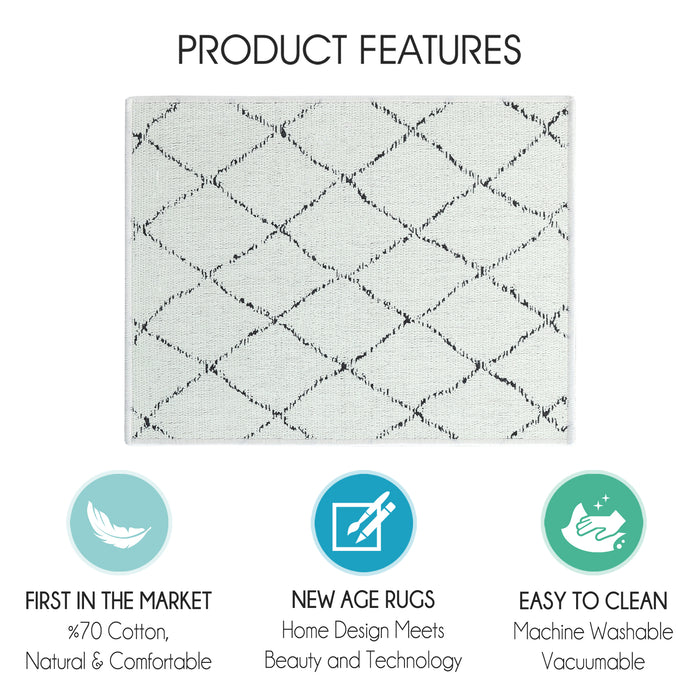 Moroccan Pattern Large Dish Drying Mat for Kitchen Counter |24 x 18 x 0.25 Inches | Ivory