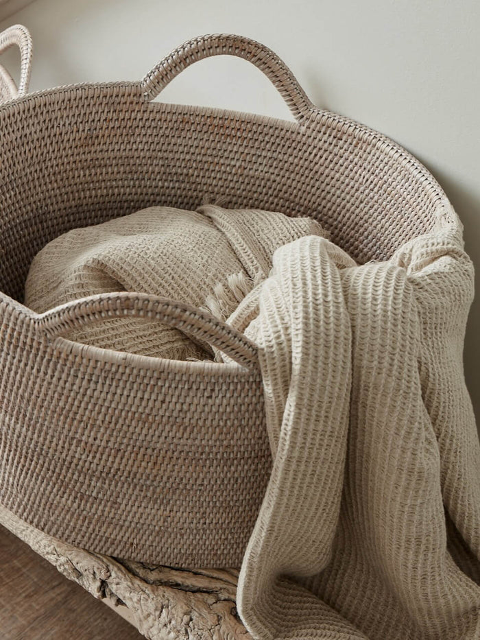 Nairn Rattan Bucket Basket - White
