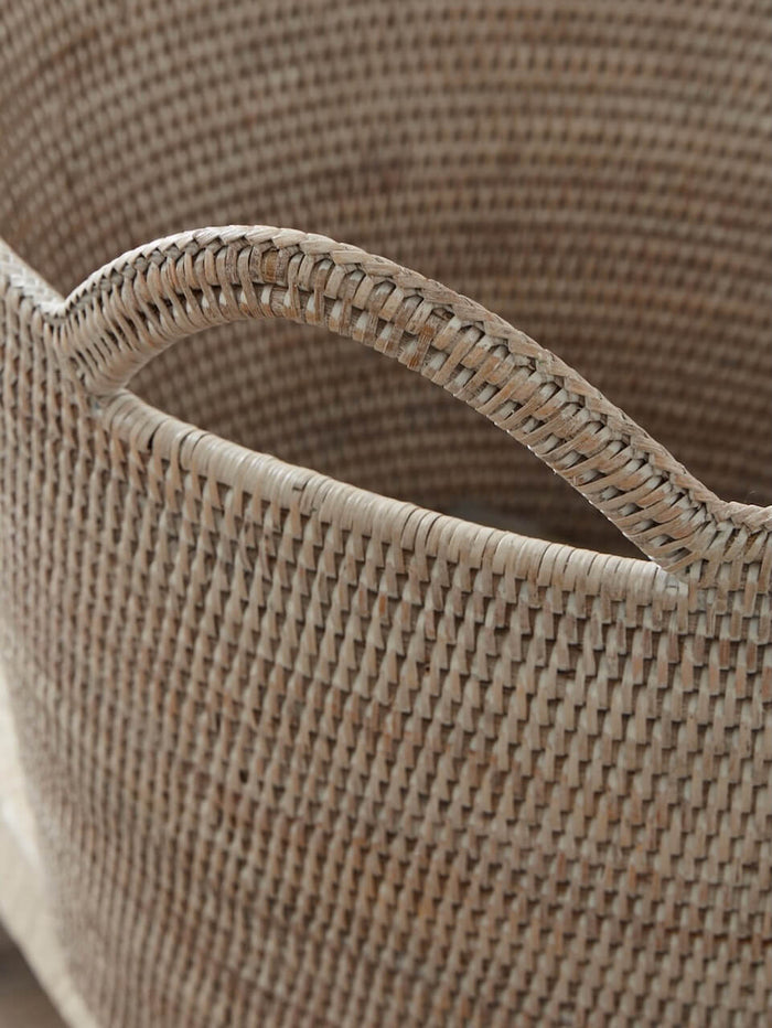 Nairn Rattan Bucket Basket - White