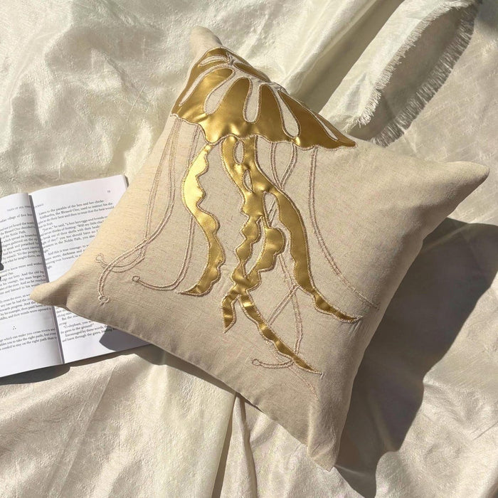 The Fishy Way White Cotton Linen Throw Pillow Cover