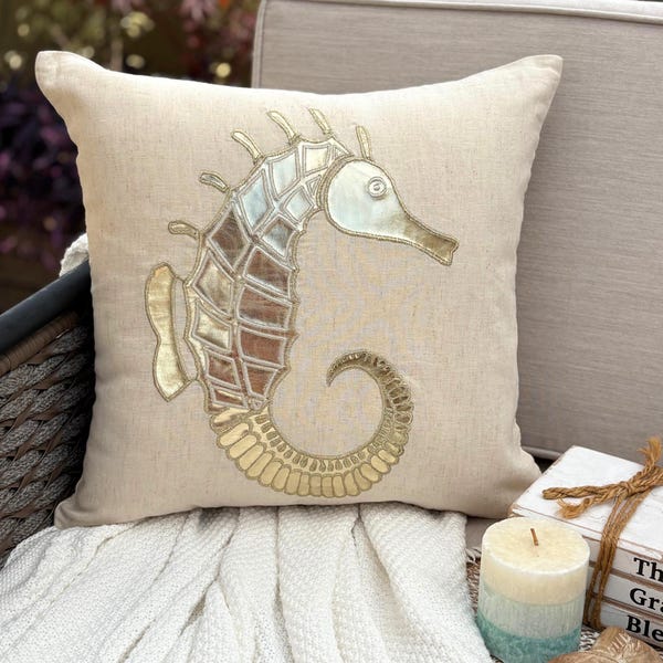 Gold Sea Horse / 12 x 12 inch