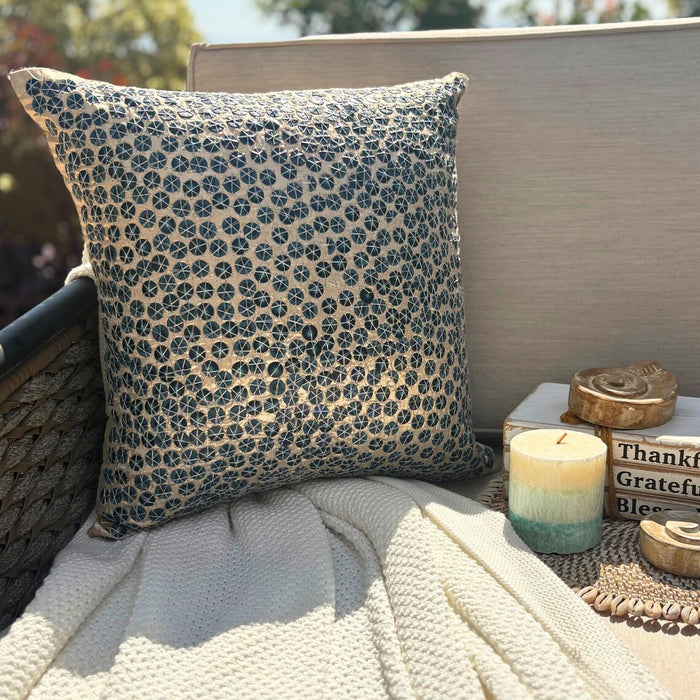 Nautical Centric - Navy Blue Art Silk Throw Pillow Cover