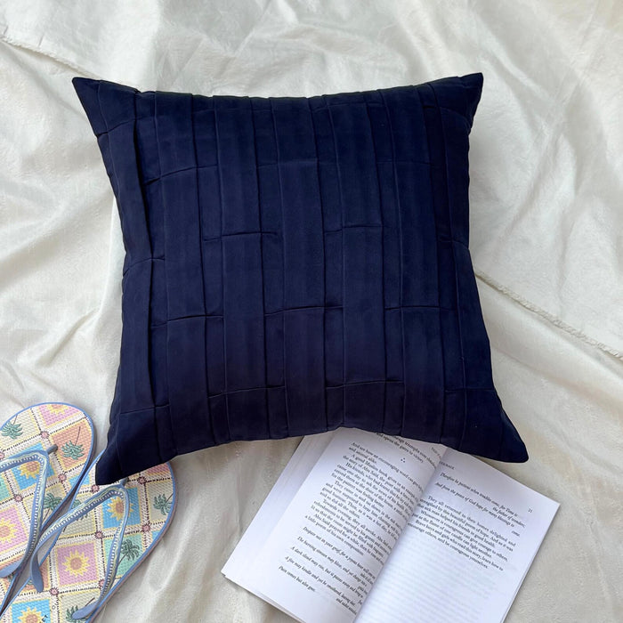 Navy Blue Love Tune - Navy Blue Suede Throw Pillow Cover