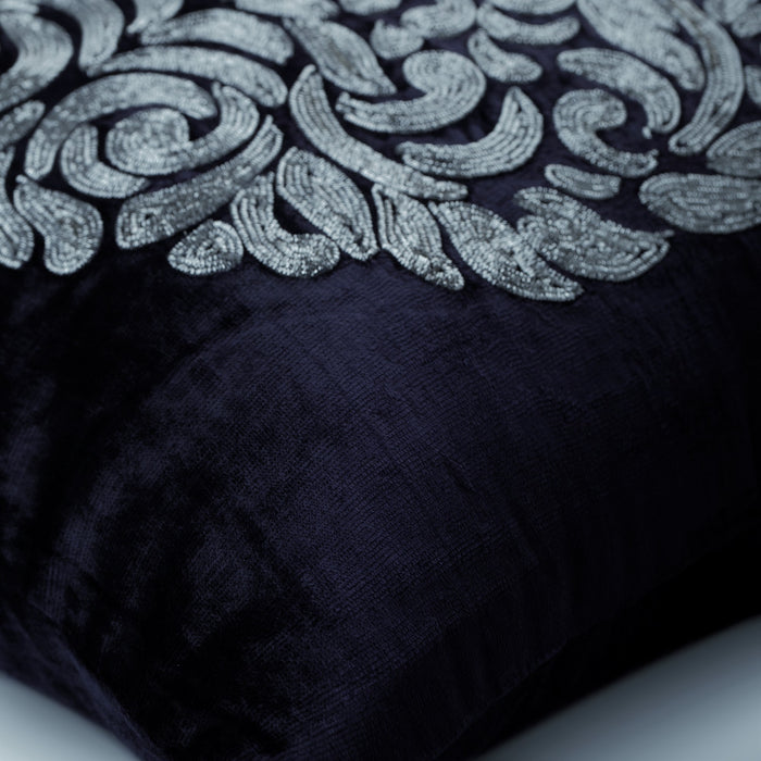 Navy Turkish Dream - Navy Blue Velvet Throw Pillow Cover