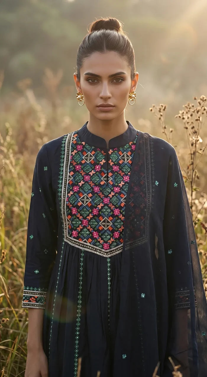 Black Phulkari kurti Singapore